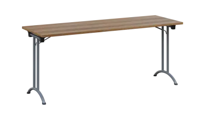 SLA 180 lak skládací jednací stůl 1800x600, deska 25 mm, podnož stříbrný lak, deska ořech světlý